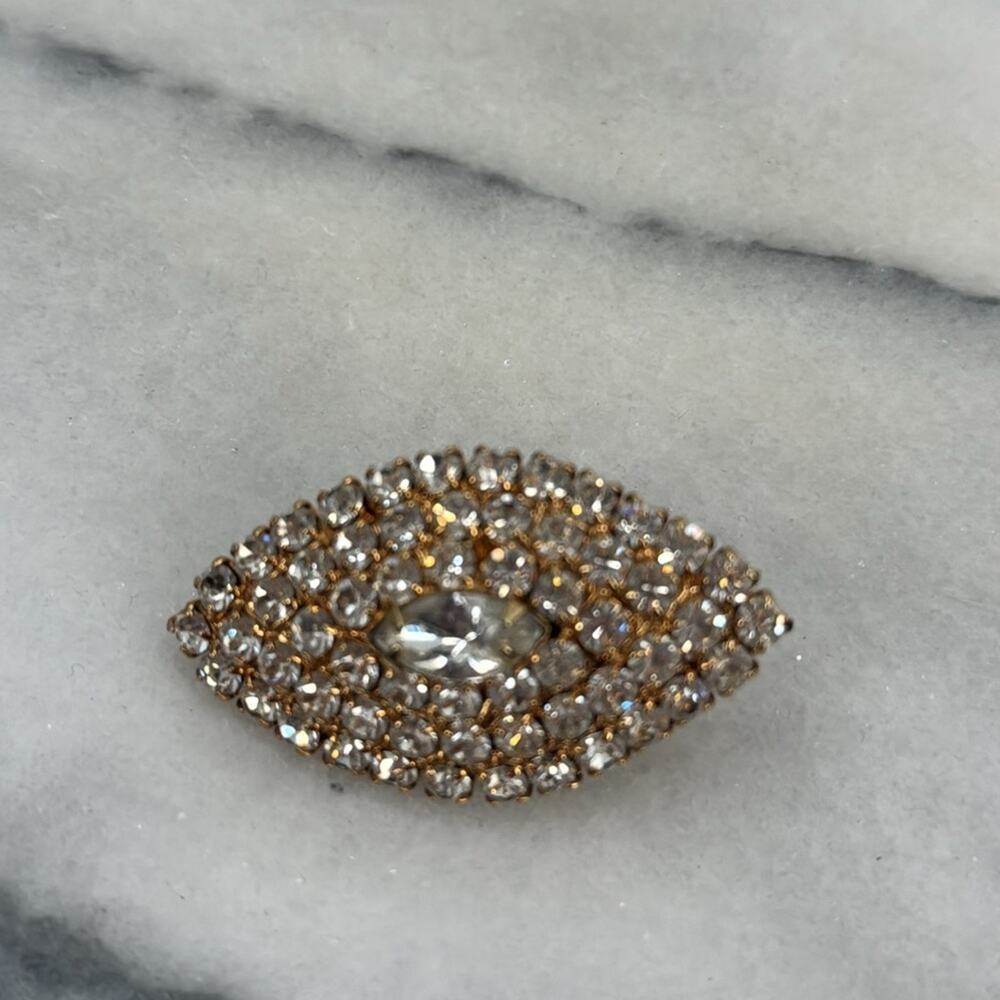 Vintage rhinestone and crusted gold plated belt buckle - Picture 3 of 4